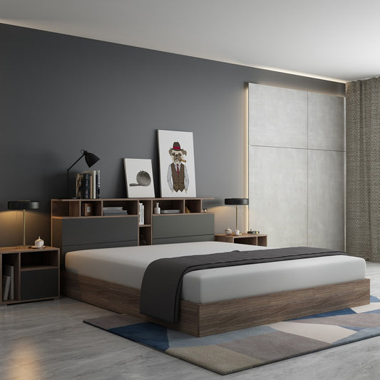 Deco Bed with nightstand-B62 By Solimanroom